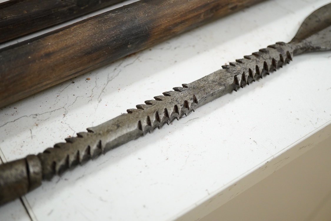 Three Zulu spears and a similar spear head (4) longest 175cm